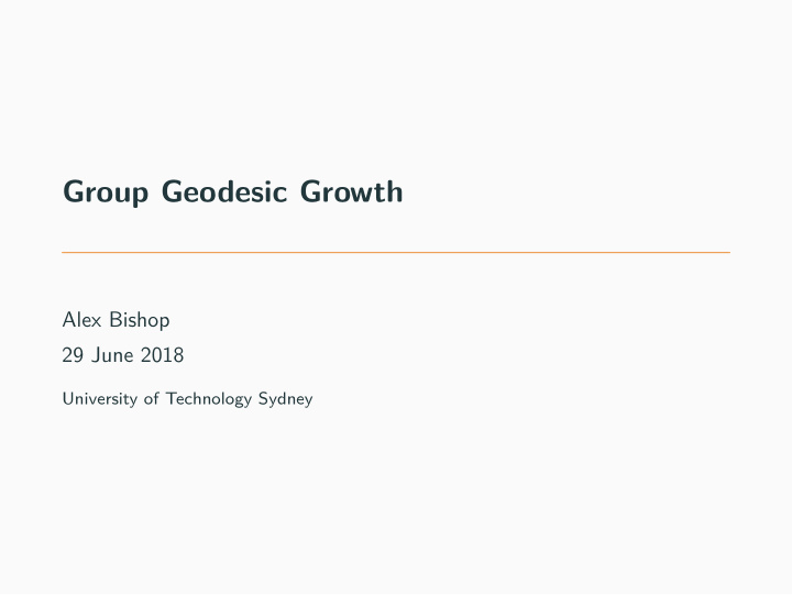 group geodesic growth