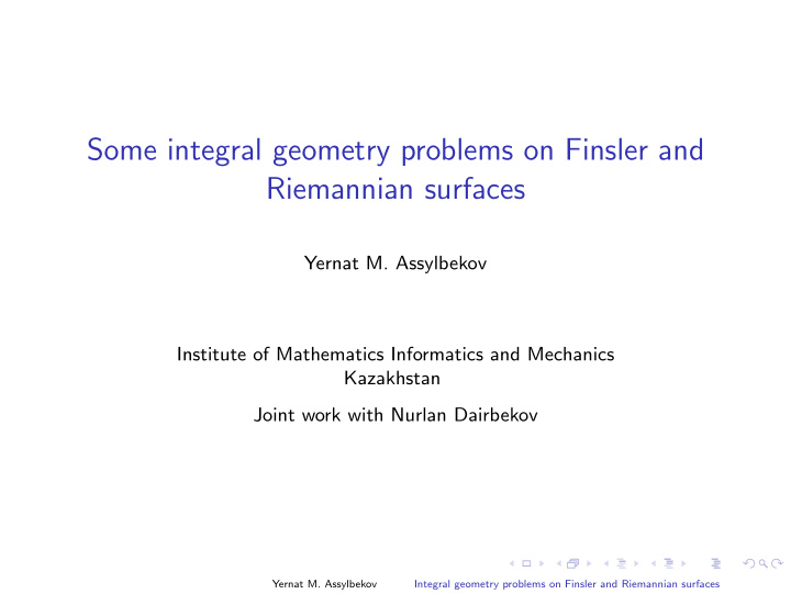 some integral geometry problems on finsler and riemannian