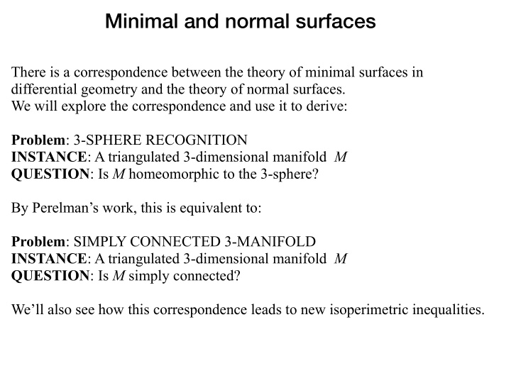 minimal and normal surfaces