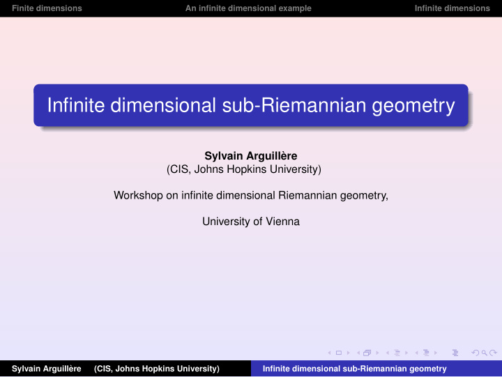infinite dimensional sub riemannian geometry