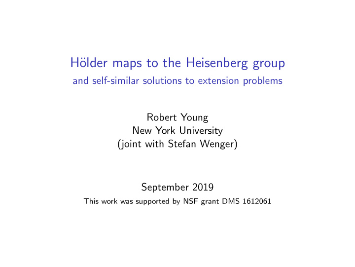 h older maps to the heisenberg group