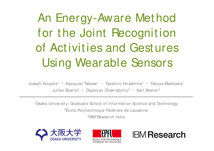 an energy aware method for the joint recognition of