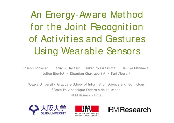 an energy aware method for the joint recognition of