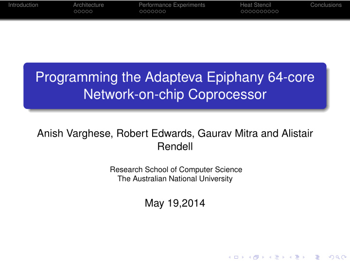programming the adapteva epiphany 64 core network on chip