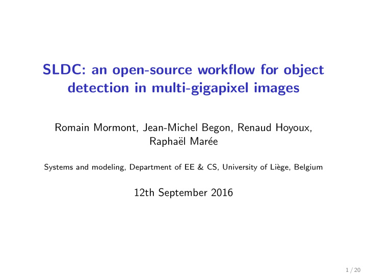 sldc an open source workflow for object detection in