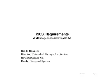 iSCSI Requirements  draft-haagens-ips-iscsireqs-00.txt  Randy Haagens  Director, Networked Storage
