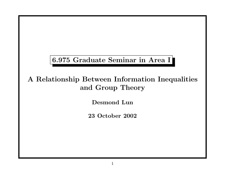 6 975 graduate seminar in area i a relationship between