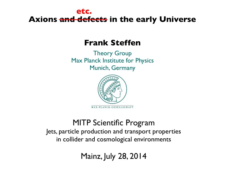 mitp scientific program