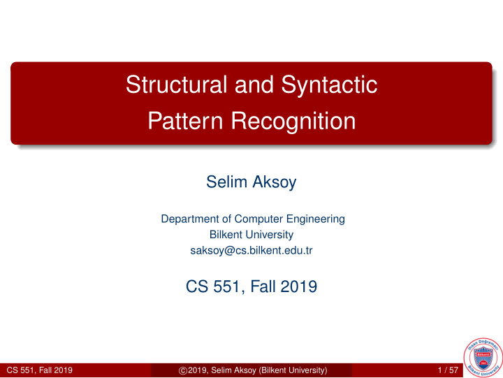 structural and syntactic pattern recognition