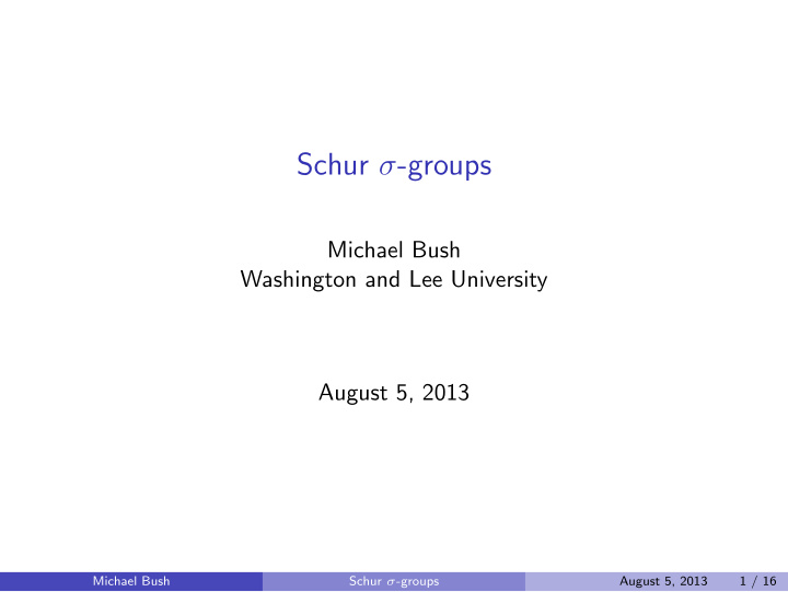 schur groups