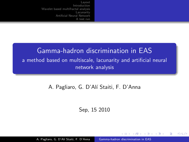 gamma hadron discrimination in eas