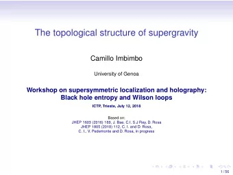 The topological structure of supergravity  Camillo Imbimbo  University of Genoa  Workshop on