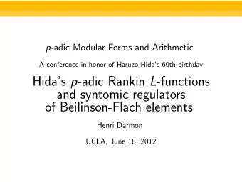 Hidas p -adic Rankin L -functions  and syntomic regulators  of Beilinson-Flach elements  Henri