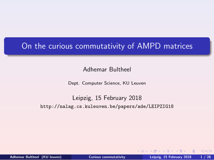 on the curious commutativity of ampd matrices