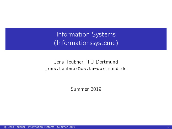 information systems informationssysteme
