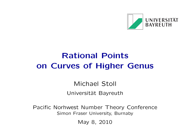 rational points on curves of higher genus
