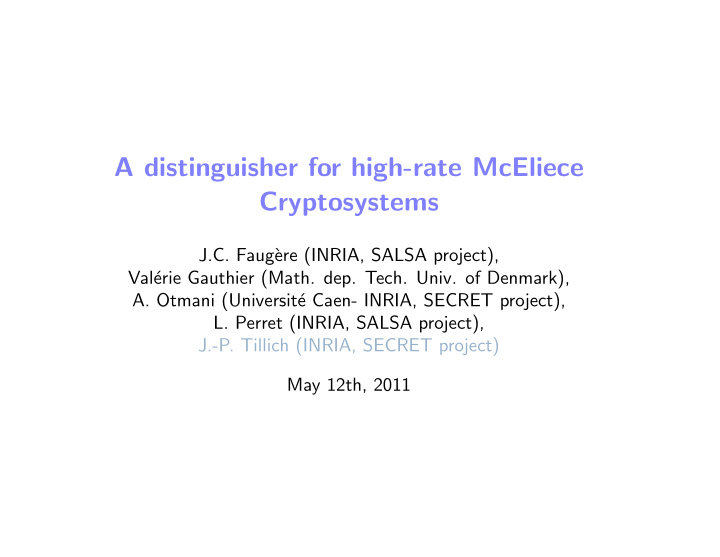 a distinguisher for high rate mceliece cryptosystems