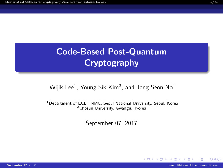code based post quantum cryptography