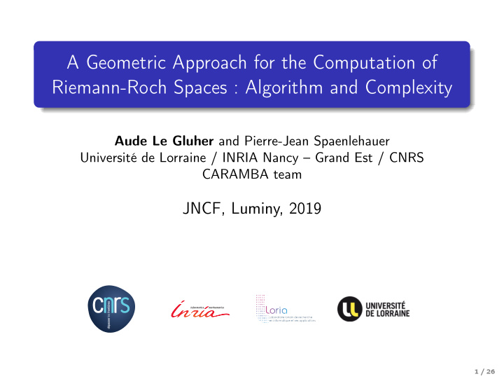 a geometric approach for the computation of riemann roch
