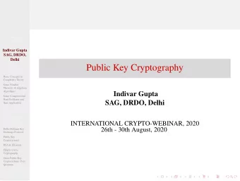 Public Key Cryptography  Background  Basic Concepts in  Complexity Theory  Some Number  Theoretic