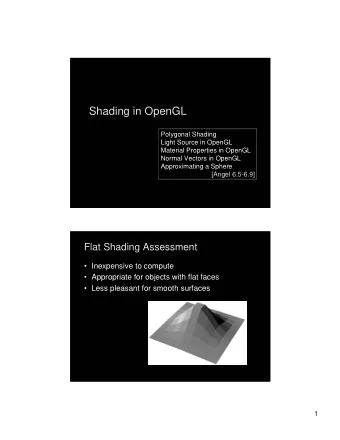 Shading in OpenGL  Shading in OpenGL  Polygonal Shading  Polygonal Shading  Light Source in OpenGL