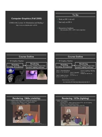 To Do  To Do  Computer Graphics (Fall 2005)  Computer Graphics (Fall 2005)  Work on HW 3, do