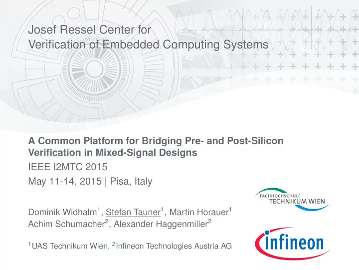 josef ressel center for verification of embedded
