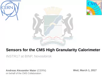 Sensors for the CMS High Granularity Calorimeter  INSTR17 at BINP, Novosibirsk  Wed, March 1, 2017