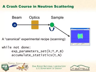 Beam  Optics  Sample  n  Detectors A canonical experimental recipe (scanning):  while not