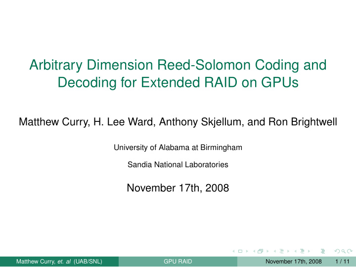 arbitrary dimension reed solomon coding and decoding for