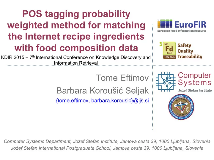 pos tagging probability weighted method for matching the