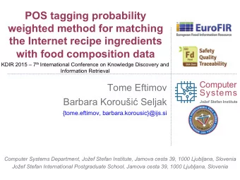POS tagging probability  weighted method for matching  the Internet recipe ingredients  with food