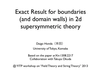 Exact Result for boundaries  (and domain walls) in 2d  supersymmetric theory Daigo Honda