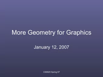 More Geometry for Graphics  January 12, 2007  CS6620 Spring 07  Review from last time  Vector