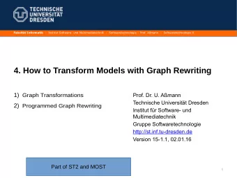 4. How to Transform Models with Graph Rewriting 1) G r a p h T r a n s f o r m a t i o n s  Prof.