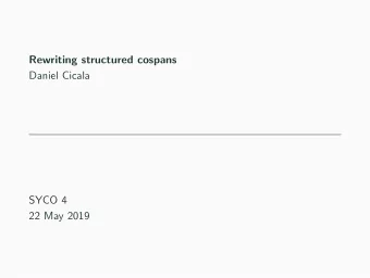 Rewriting structured cospans  Daniel Cicala  SYCO 4  22 May 2019  outline  motivation  part i.