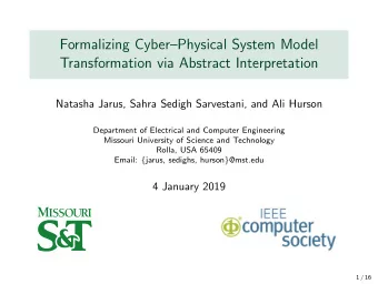 Formalizing CyberPhysical System Model  Transformation via Abstract Interpretation  Natasha
