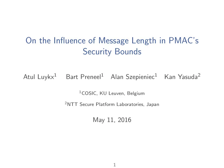 on the influence of message length in pmac s security