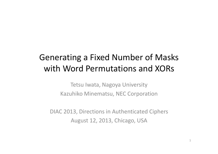 generating a fixed number of masks with word permutations