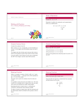Order of Operations  MPM1D: Principles of Mathematics  Recap Evaluate (5  2)  4  5 2 .