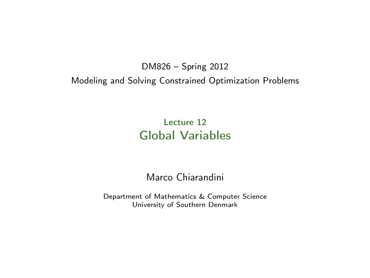 global variables