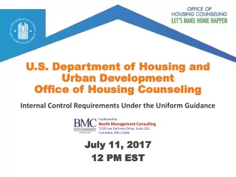 U.S.  .S. Depar  Department  tment of  of Hou  Housing  sing and  and  Urban De  Urban Development