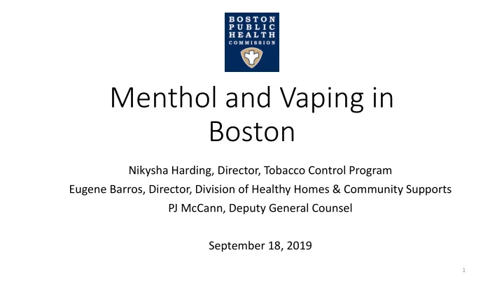 menthol and vaping in