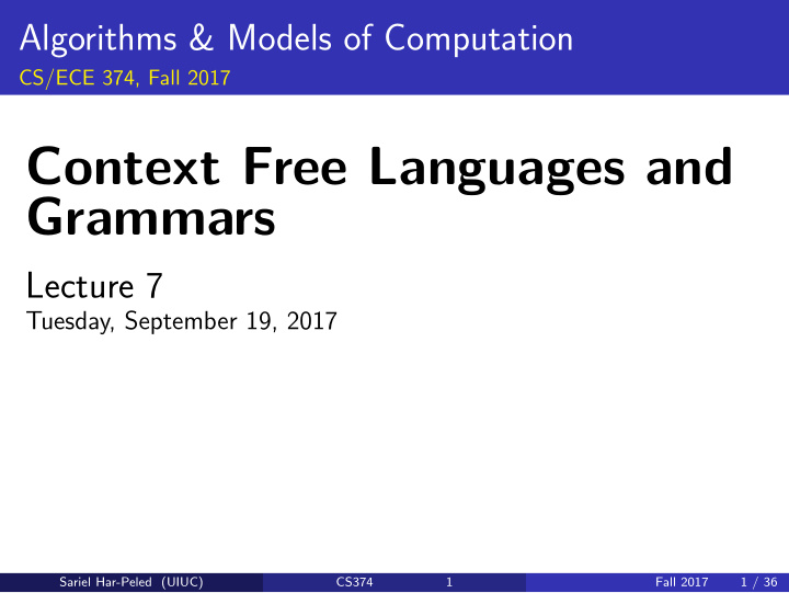 context free languages and grammars