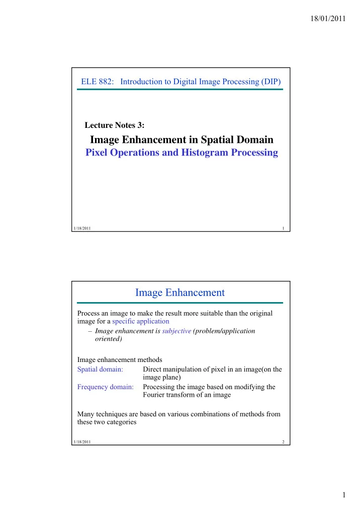 image enhancement in spatial domain