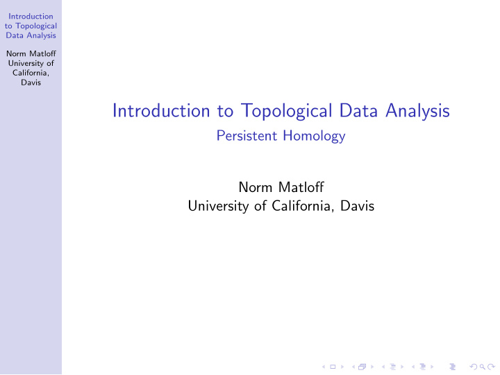 introduction to topological data analysis