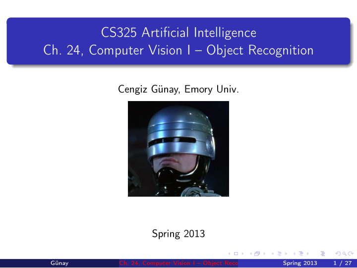 cs325 artificial intelligence ch 24 computer vision i