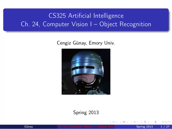cs325 artificial intelligence ch 24 computer vision i