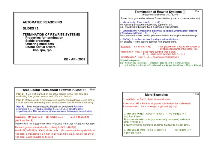 termination of rewrite systems i