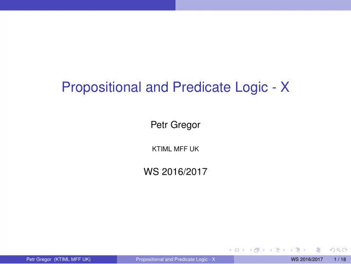 propositional and predicate logic x